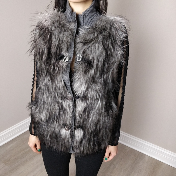 Calvin Klein Jackets & Blazers - Calvin Klein Faux fur front knit back vest